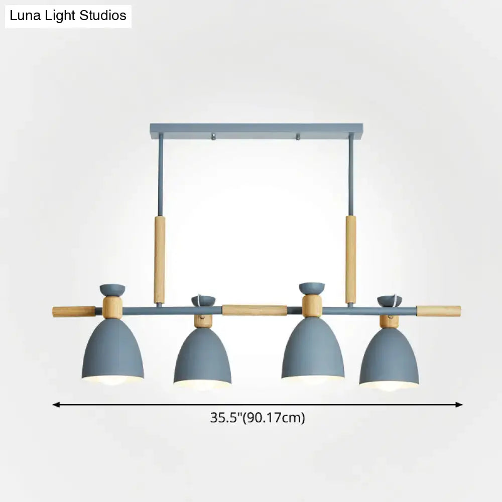 Modern gray and wood linear pendant island light kitchen fixture