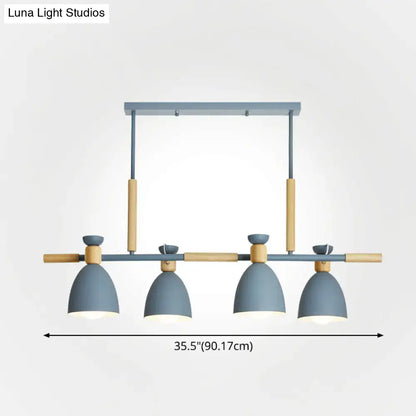 Modern gray and wood linear pendant island light kitchen fixture