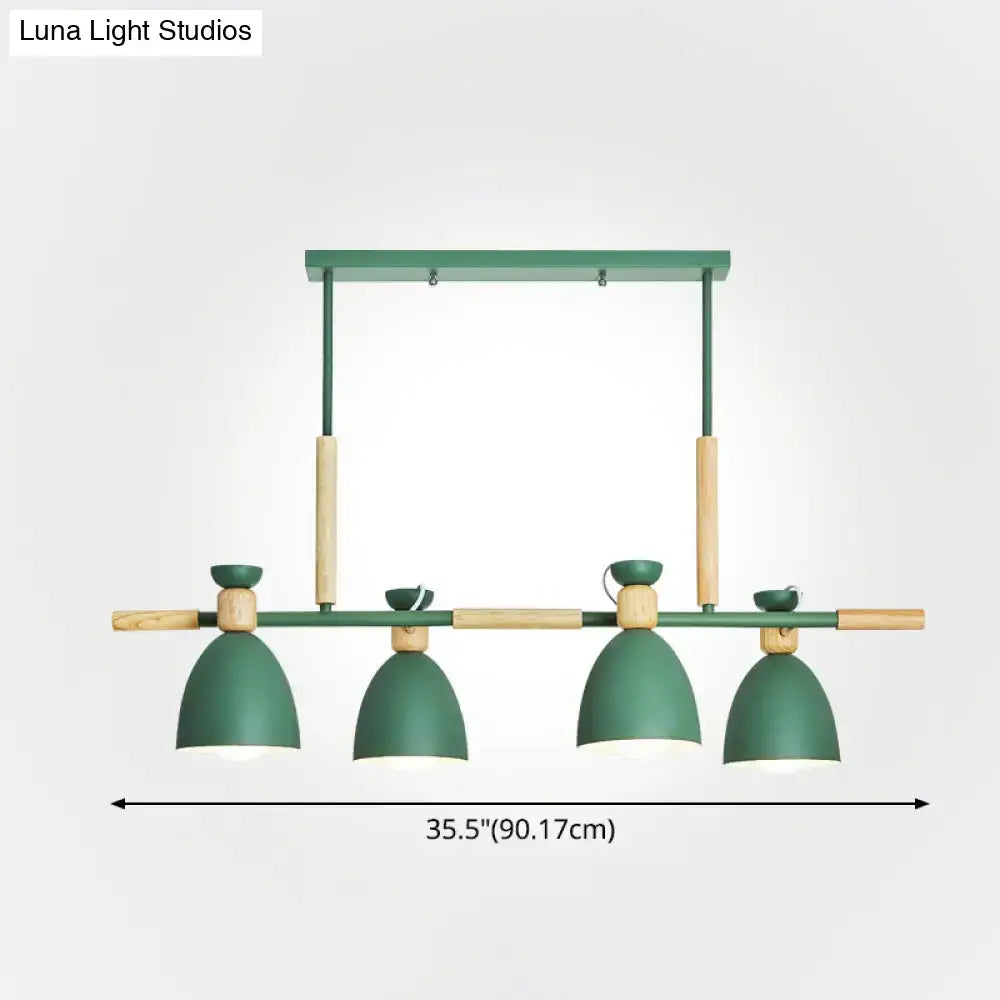 Modern gray and wood linear pendant island light kitchen fixture