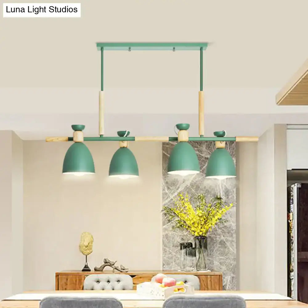 Modern gray and wood linear pendant island light kitchen fixture
