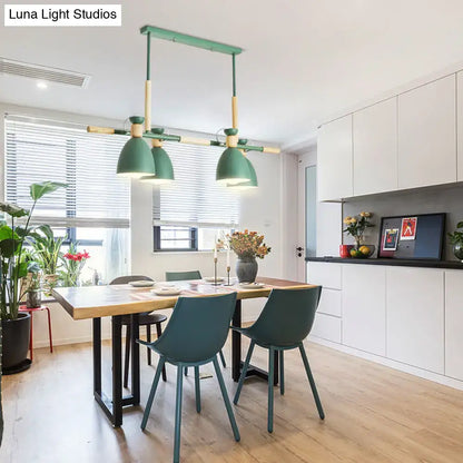 Modern gray and wood linear pendant island light kitchen fixture