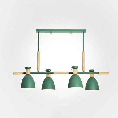 Modern gray and wood linear pendant island light kitchen fixture