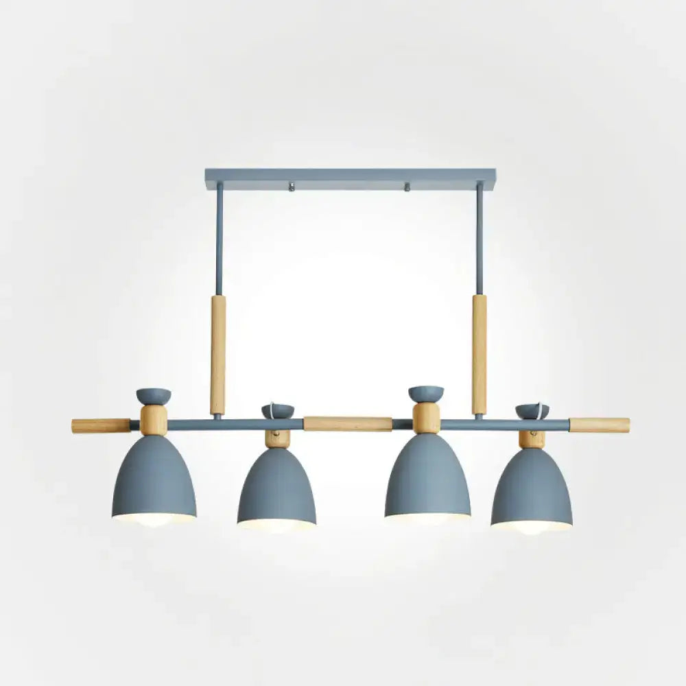 Modern gray and wood linear pendant island light kitchen fixture