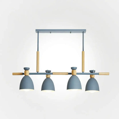Modern gray and wood linear pendant island light kitchen fixture