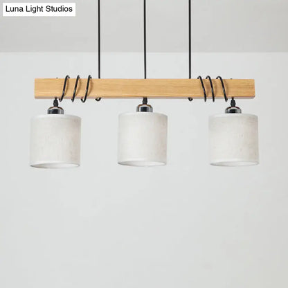 Modern wood and white fabric led hanging light dining room 3-light