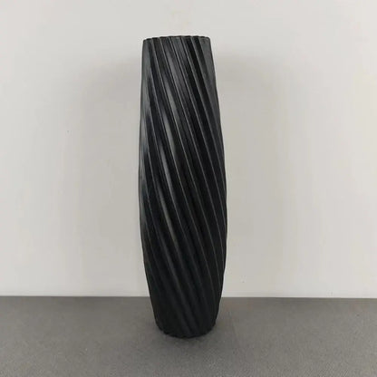 Nordic ribbed multi color plastic flower vase living room decor