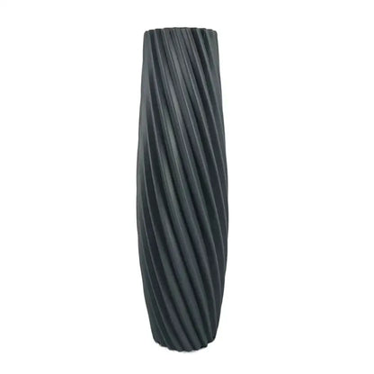 Nordic ribbed multi color plastic flower vase living room decor