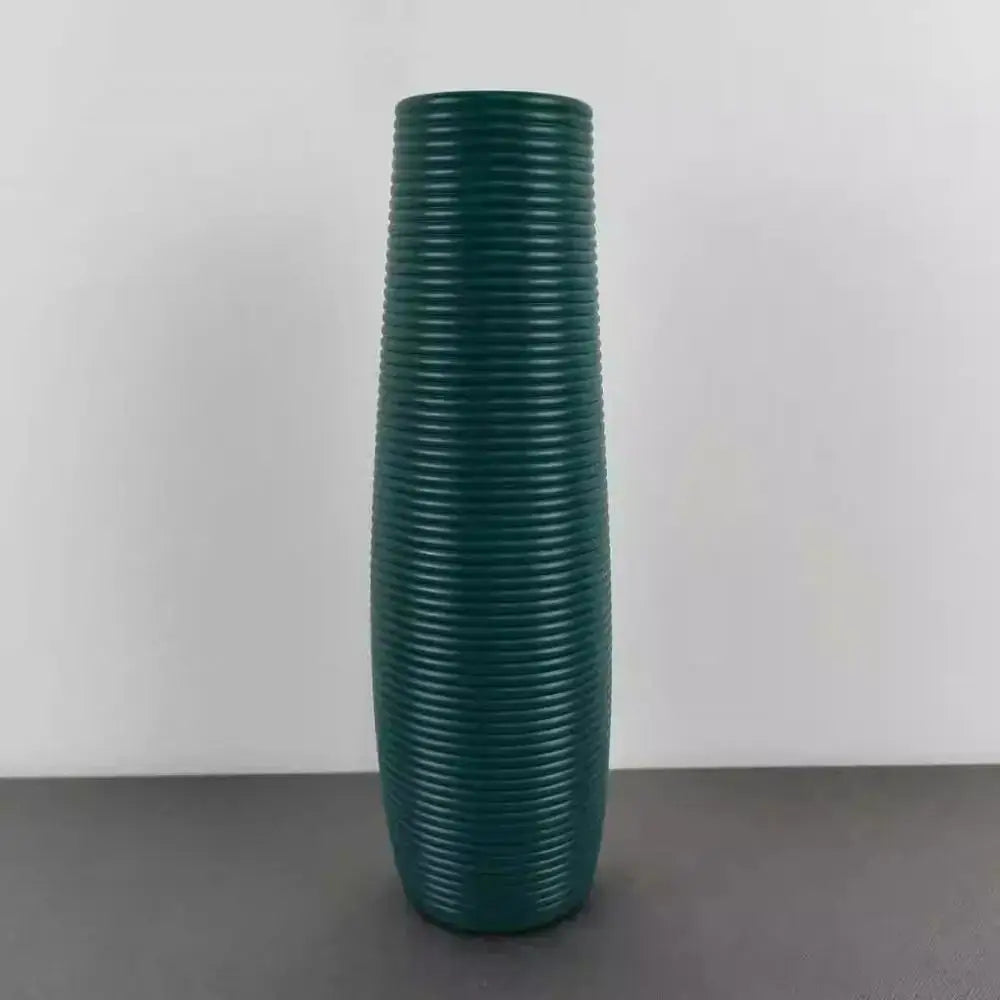 Nordic ribbed multi color plastic flower vase living room decor