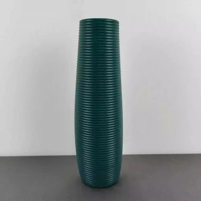 Nordic ribbed multi color plastic flower vase living room decor