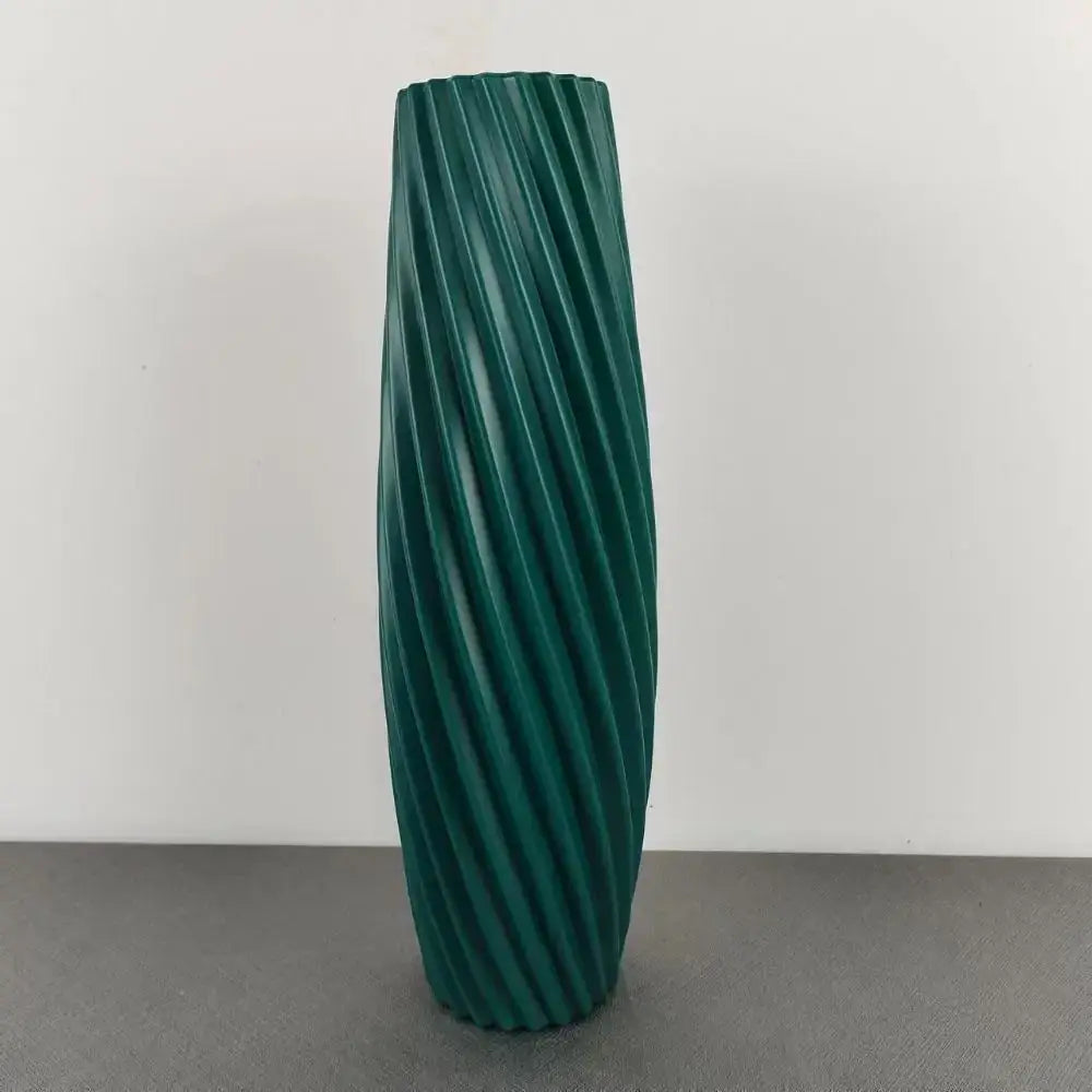 Nordic ribbed multi color plastic flower vase living room decor