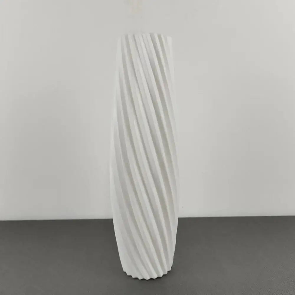 Nordic ribbed multi color plastic flower vase living room decor
