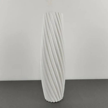 Nordic ribbed multi color plastic flower vase living room decor