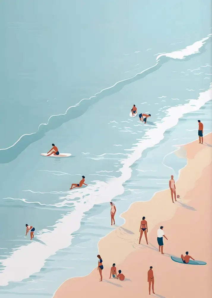 Minimalist turquoise beach art prints set of 8 – living room wall art