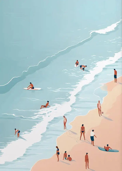 Minimalist turquoise beach art prints set of 8 – living room wall art