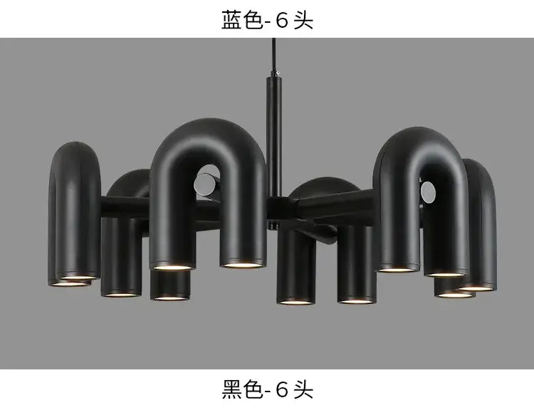 Modern blue u shape led ceiling chandelier living room light