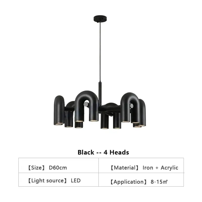 Modern blue u shape led ceiling chandelier living room light