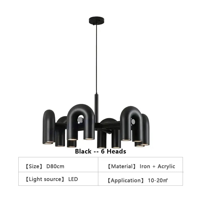 Modern blue u shape led ceiling chandelier living room light