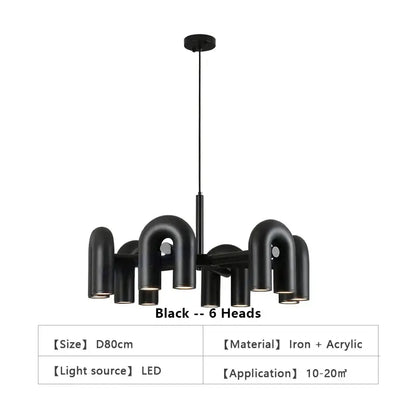 Modern blue u shape led ceiling chandelier living room light