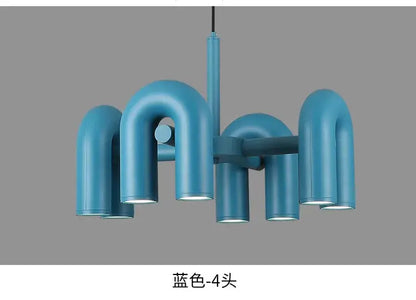 Modern blue u shape led ceiling chandelier living room light