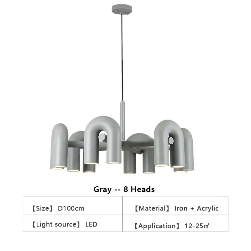 Modern blue u shape led ceiling chandelier living room light