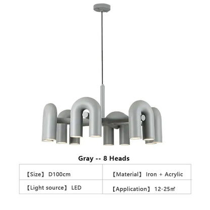 Modern blue u shape led ceiling chandelier living room light
