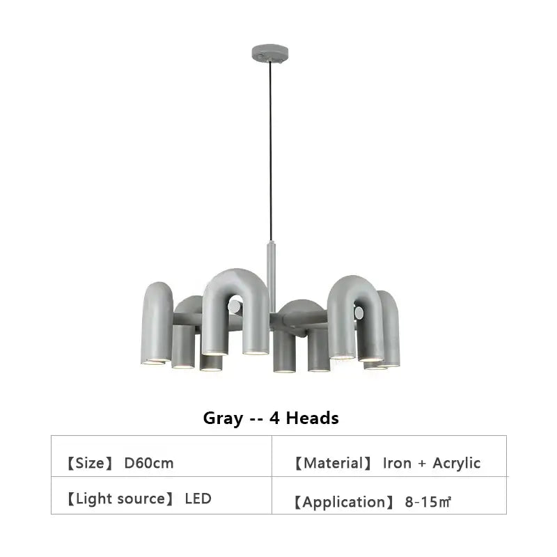 Modern blue u shape led ceiling chandelier living room light