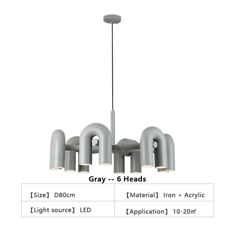 Modern blue u shape led ceiling chandelier living room light