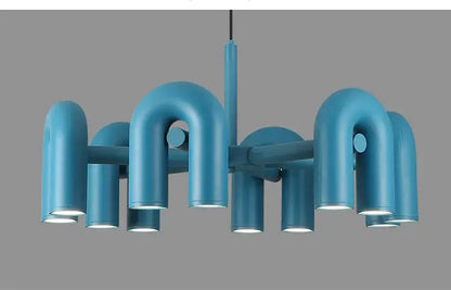 Modern blue u shape led ceiling chandelier living room light