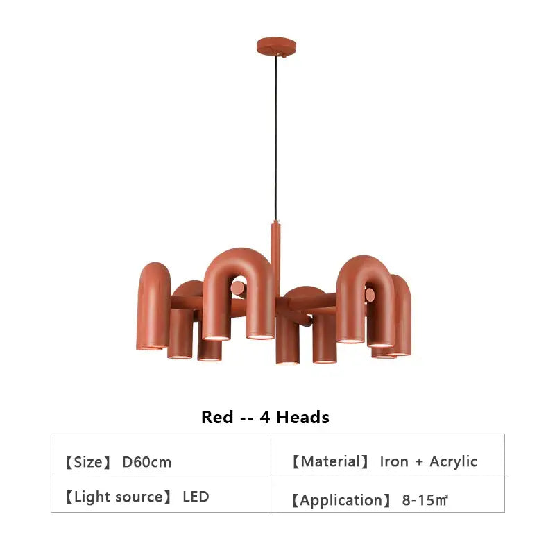Modern blue u shape led ceiling chandelier living room light