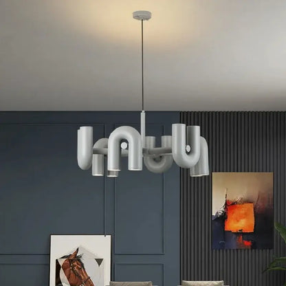 Modern blue u shape led ceiling chandelier living room light