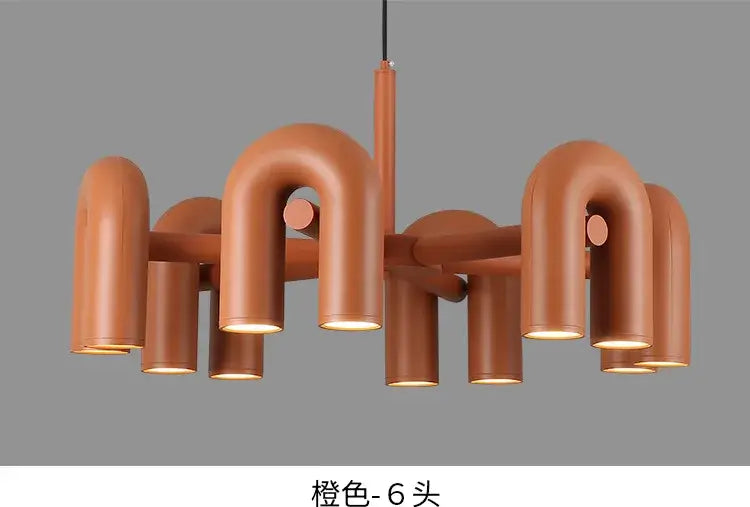Modern blue u shape led ceiling chandelier living room light