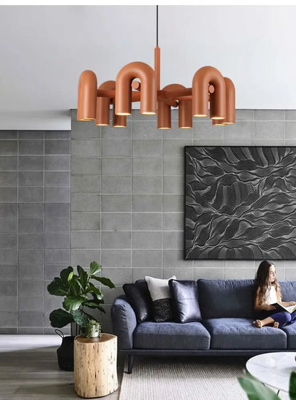Modern blue u shape led ceiling chandelier living room light