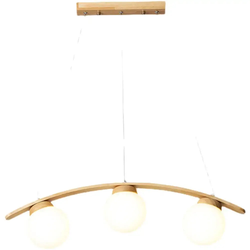 Nordic wooden white glass arc pendant ceiling light dining room