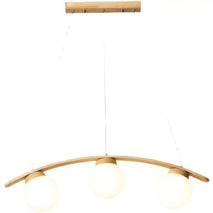 Nordic wooden white glass arc pendant ceiling light dining room