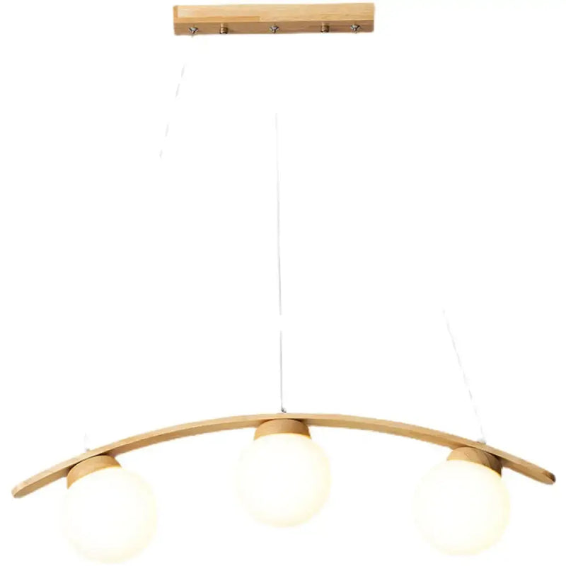 Nordic wooden white glass arc pendant ceiling light dining room
