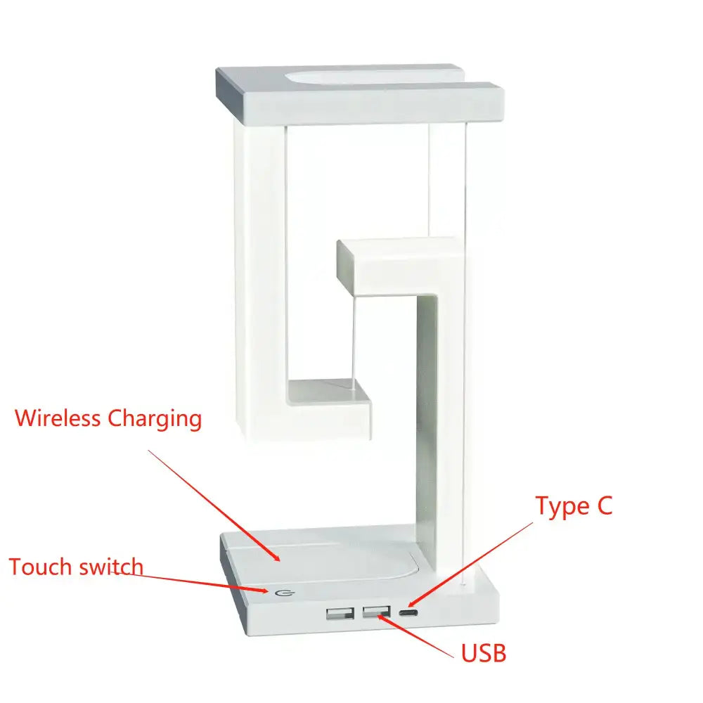 Modern geometric white & green novelty floating lamp bedroom wireless charger