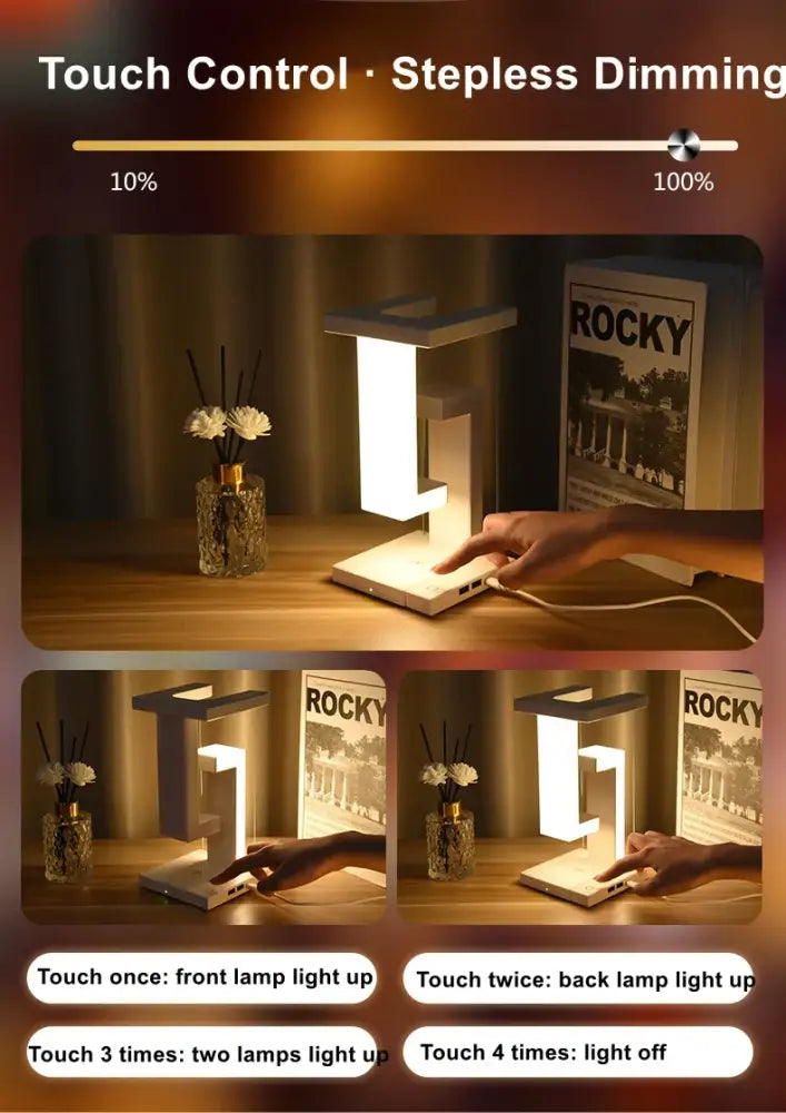 Modern geometric white & green novelty floating lamp bedroom wireless charger