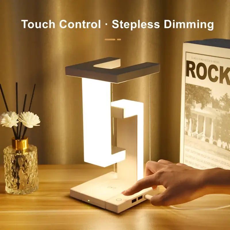 Modern geometric white & green novelty floating lamp bedroom wireless charger