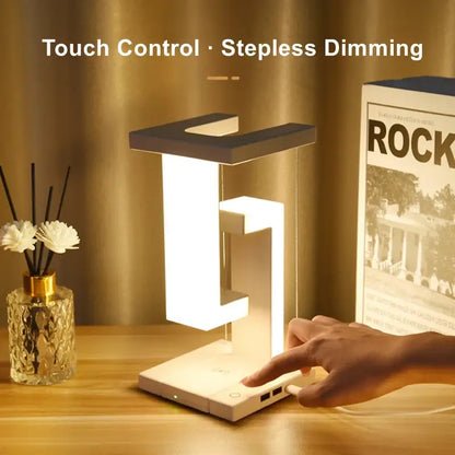 Modern geometric white & green novelty floating lamp bedroom wireless charger