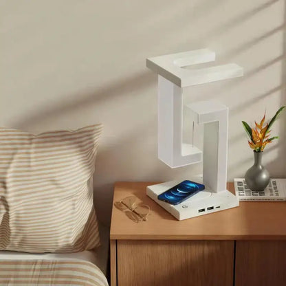 Modern geometric white & green novelty floating lamp bedroom wireless charger