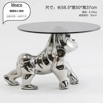 octopus glass gold resin side table living room accent