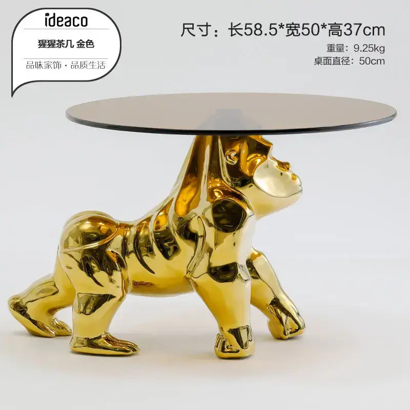 octopus glass gold resin side table living room accent