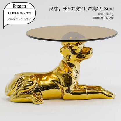 octopus glass gold resin side table living room accent