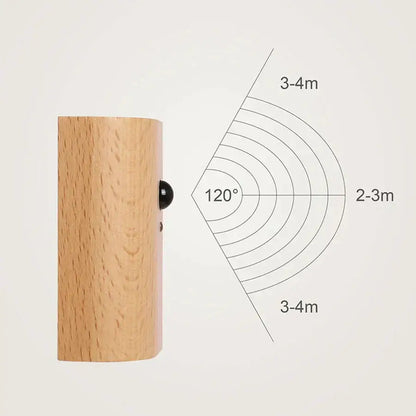 Modern wooden battery operated wall sconce bedroom motion sensor light