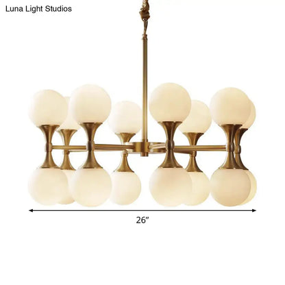 Modern brass opal glass chandelier dining room two tier globe light
