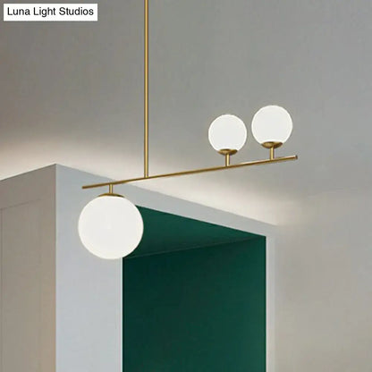 Modern brass globe hanging lamp kitchen island three light pendant