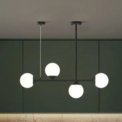 Modern gold opaline glass ball pendant light for dining room island