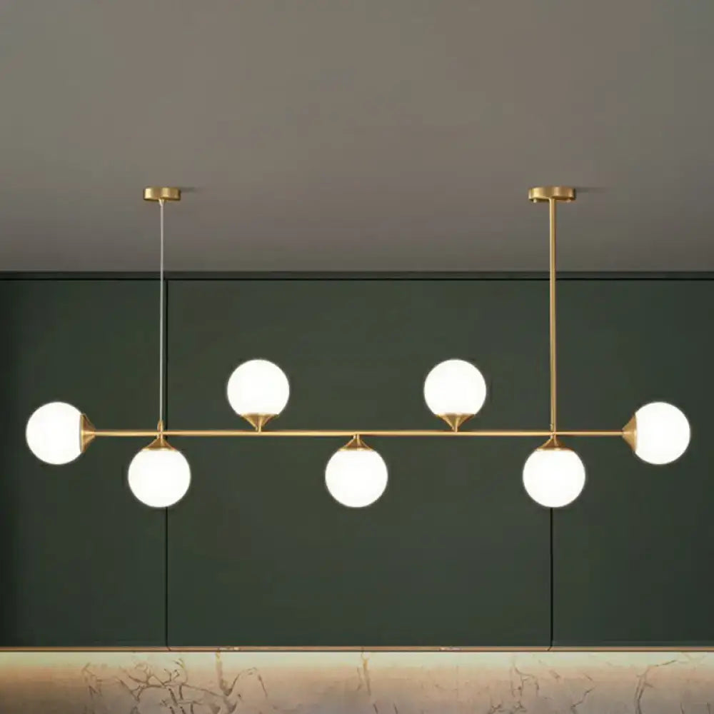 Modern gold opaline glass ball pendant light for dining room island