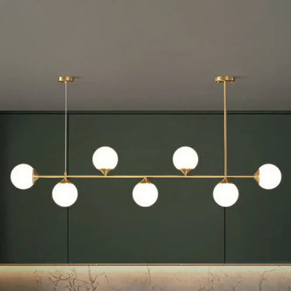Modern gold opaline glass ball pendant light for dining room island