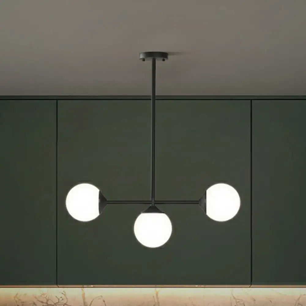 Modern gold opaline glass ball pendant light for dining room island